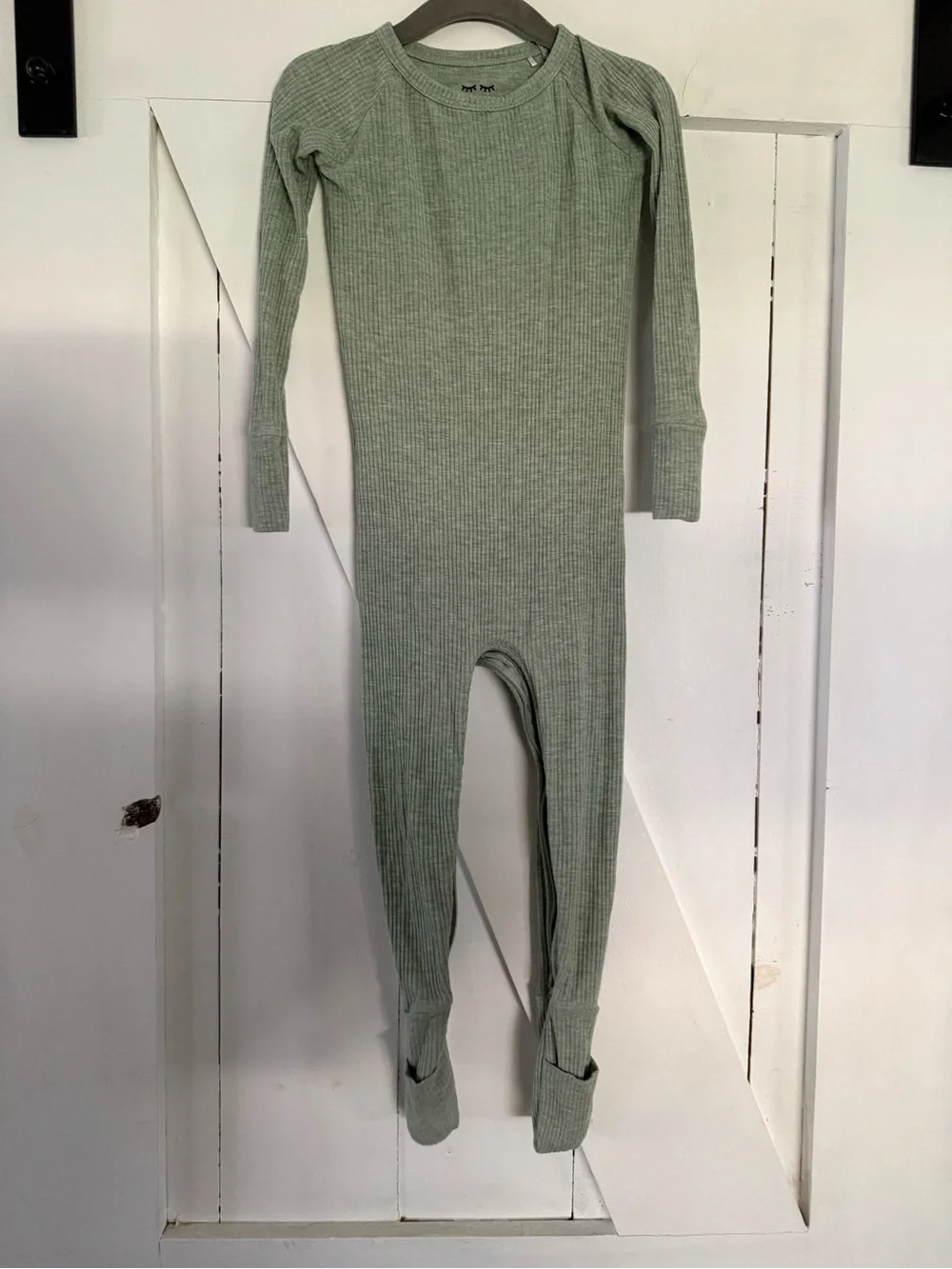 Little Sleepies Sage Green Ribbed Footed Pajamas